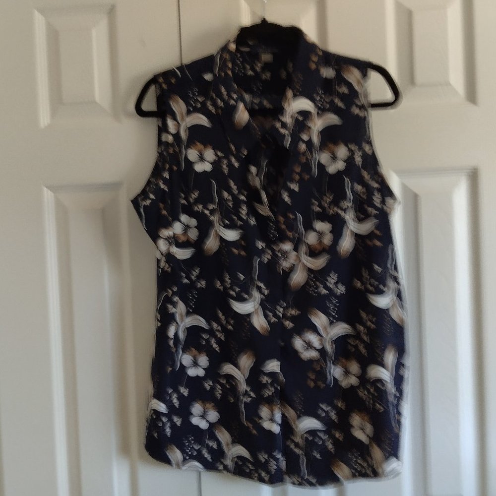 Tommy Hilfiger Navy Floral Sleeveless Top XL - Picture 2 of 4